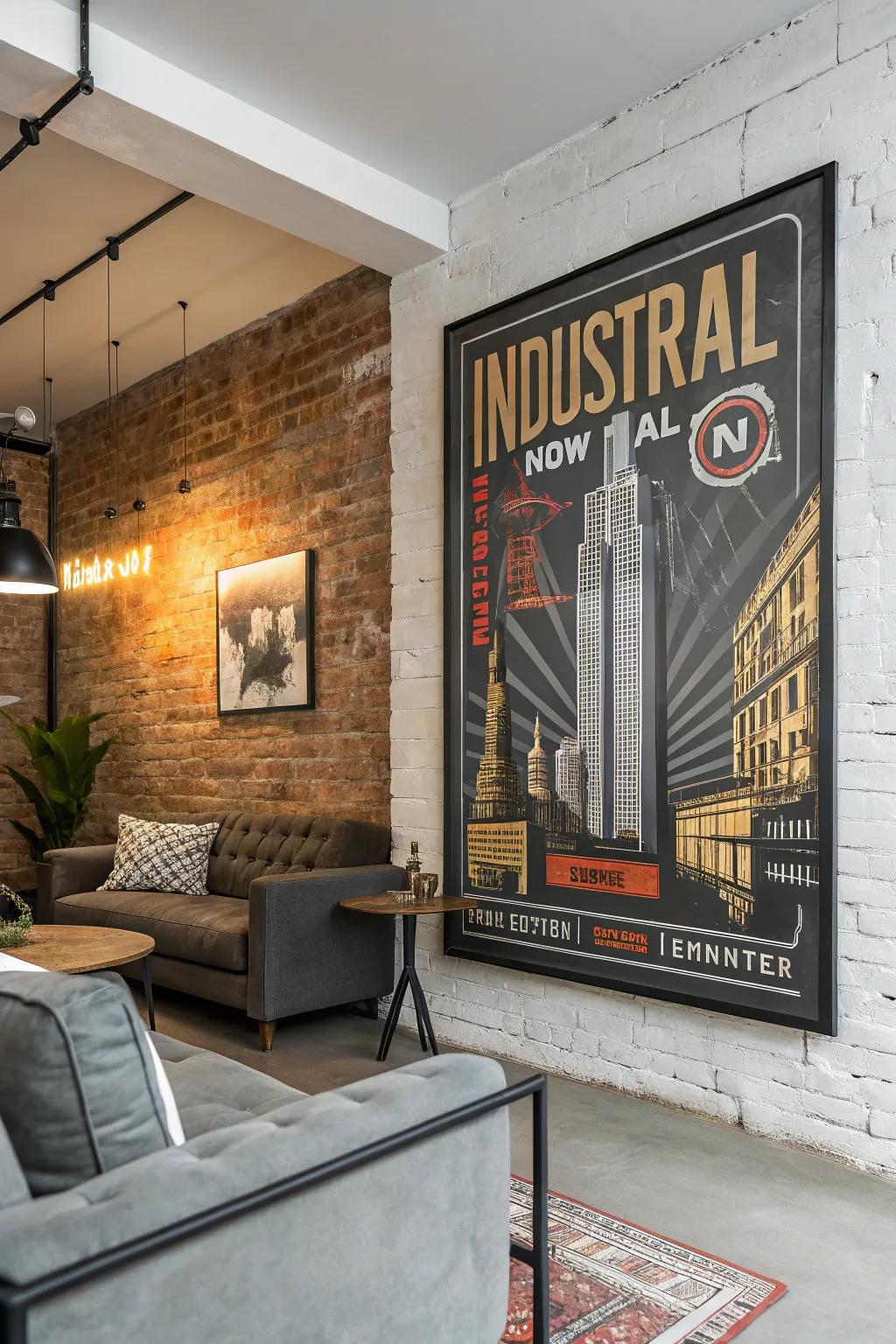 Urban posters impart a modern edge.
