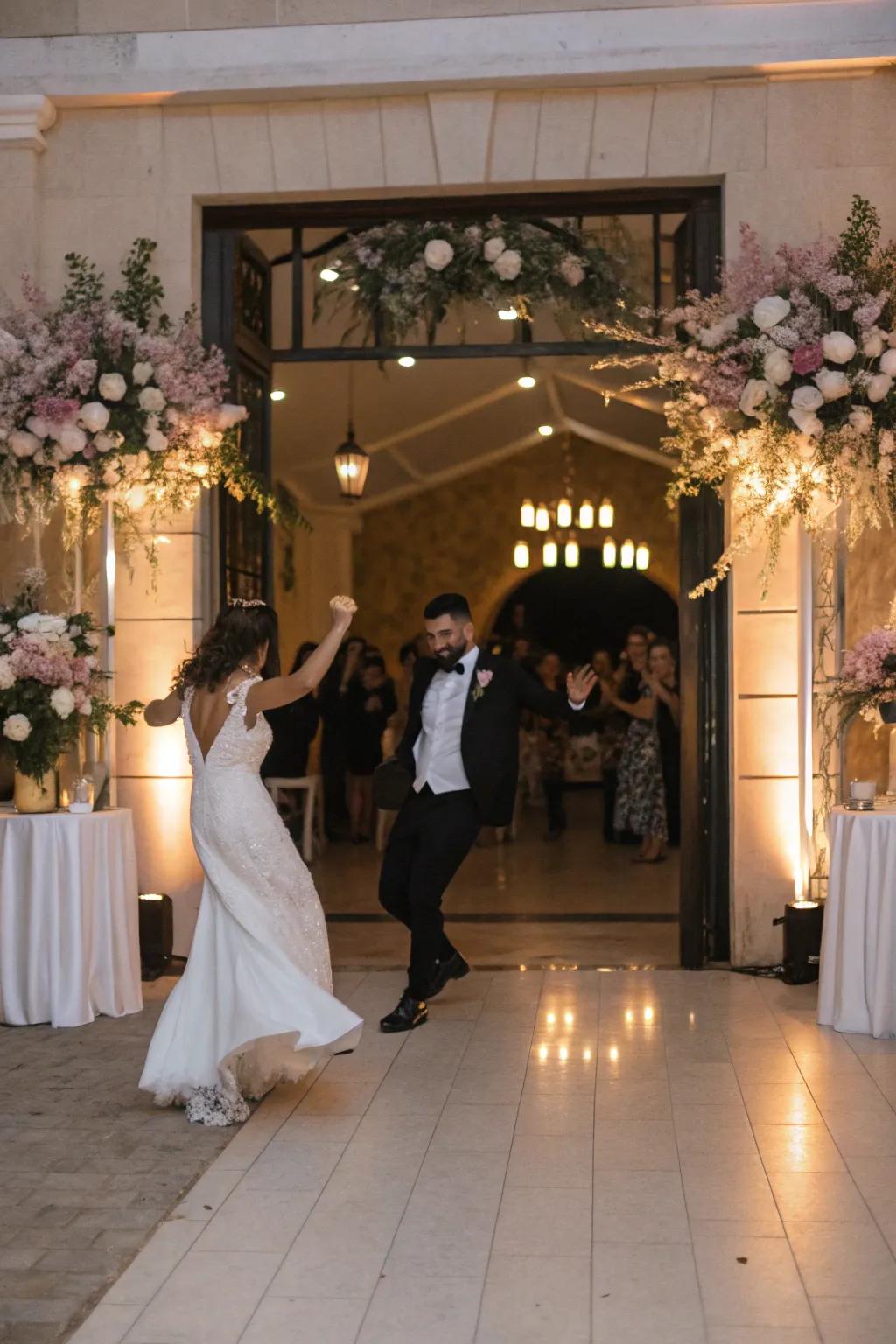 A choreographed dance number makes for an unforgettable entrance.