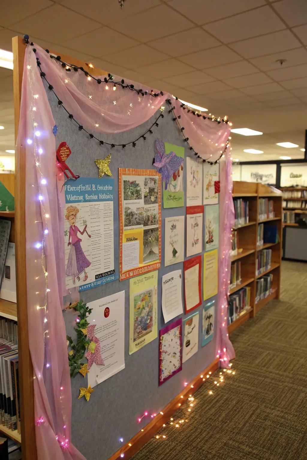 An enchanted library board to inspire a love of reading and imagination.