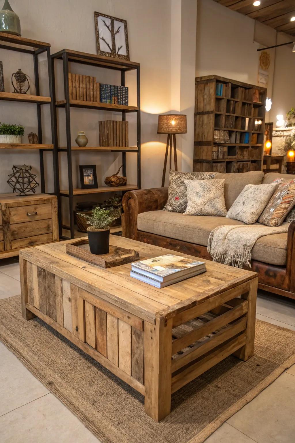 Recovered timber injects past and sustainability within your design.