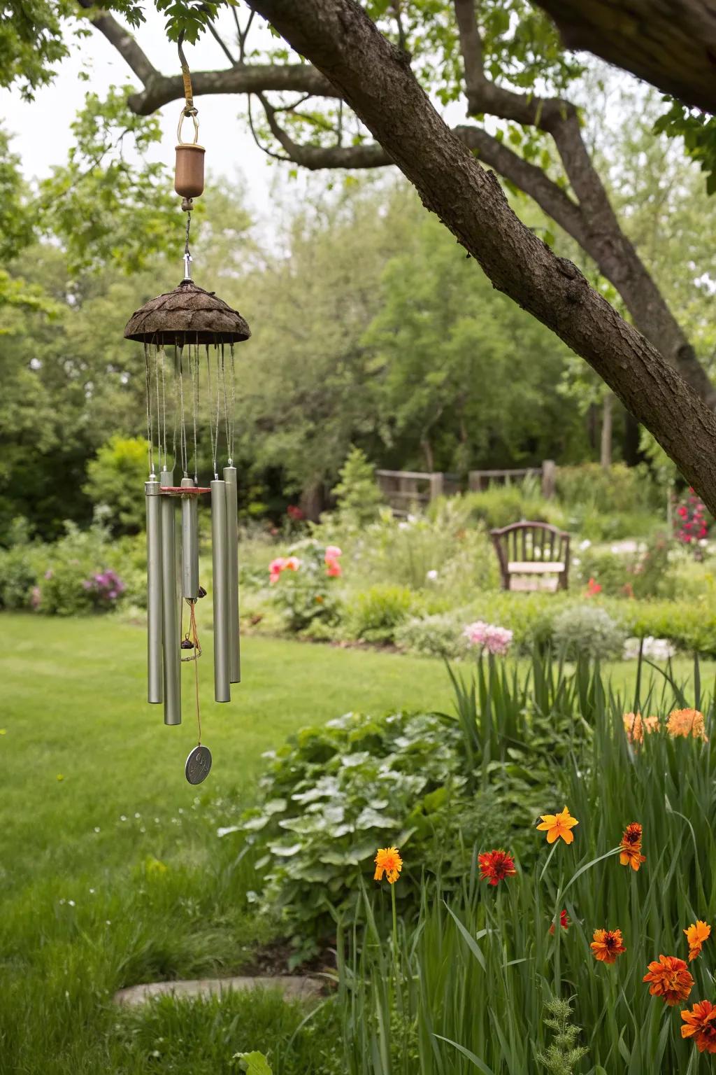 Wind chimes add musical charm to any garden.