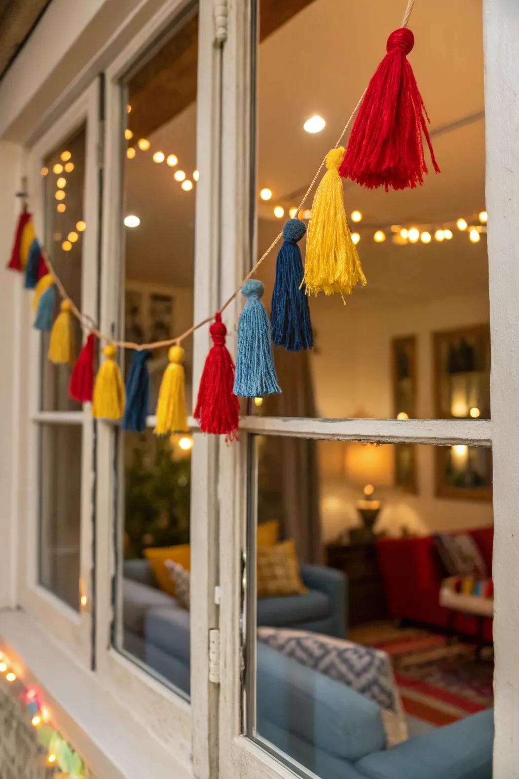 Incorporate a playful element with vibrant tassel garlands.
