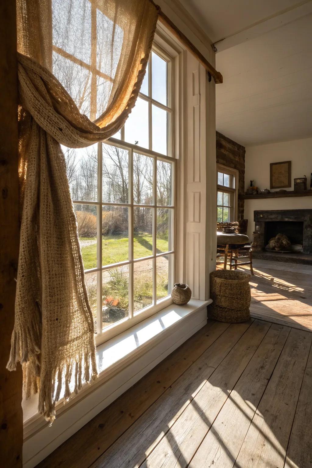 Rustic charm with natural fabrics.