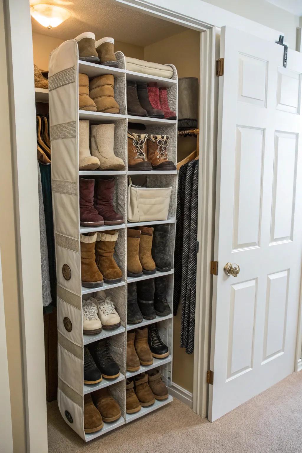 Fully utilize closet doors for extra storage.