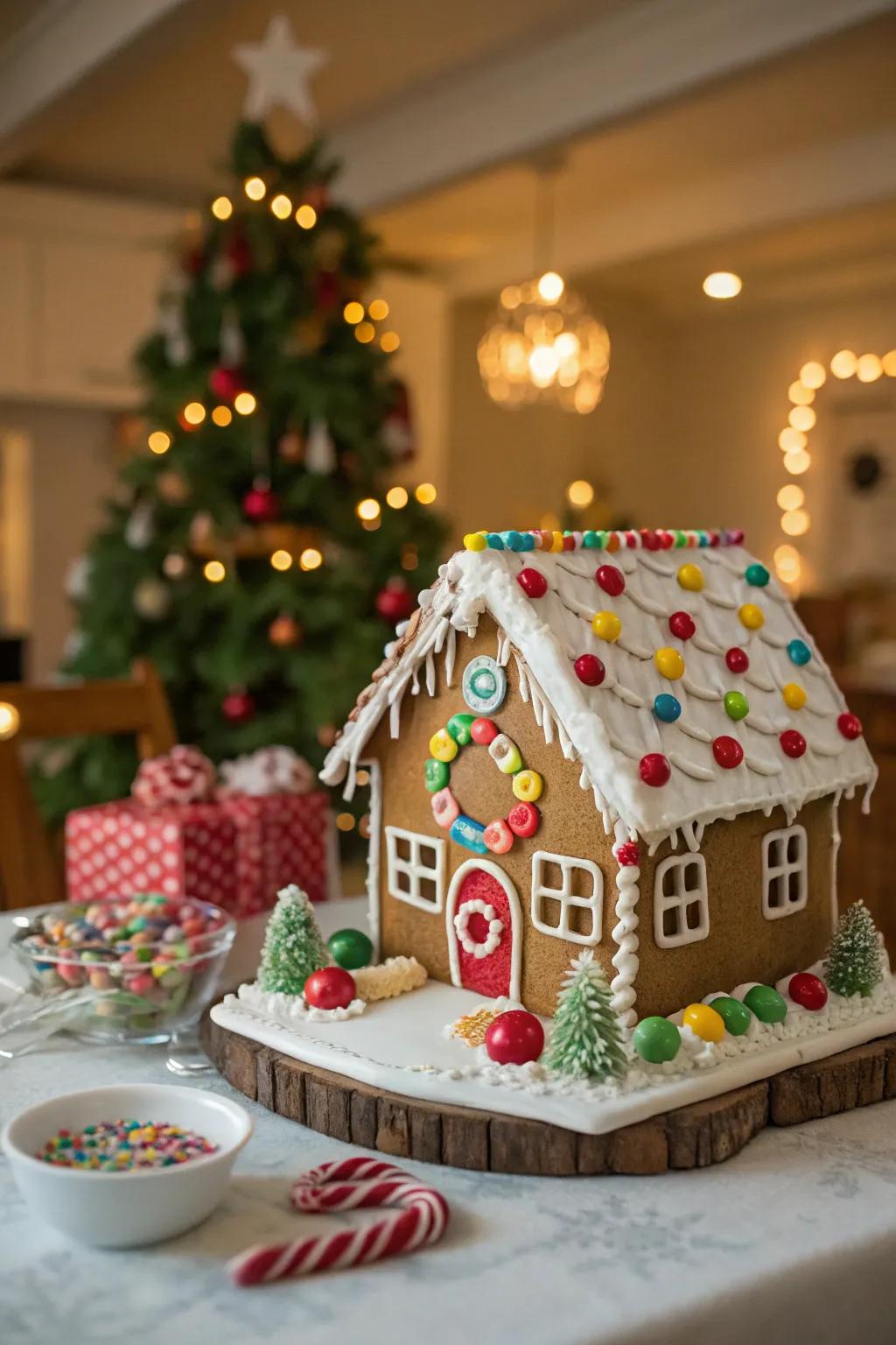 A sweet treat dwelling becomes a festive and edible centerpiece.