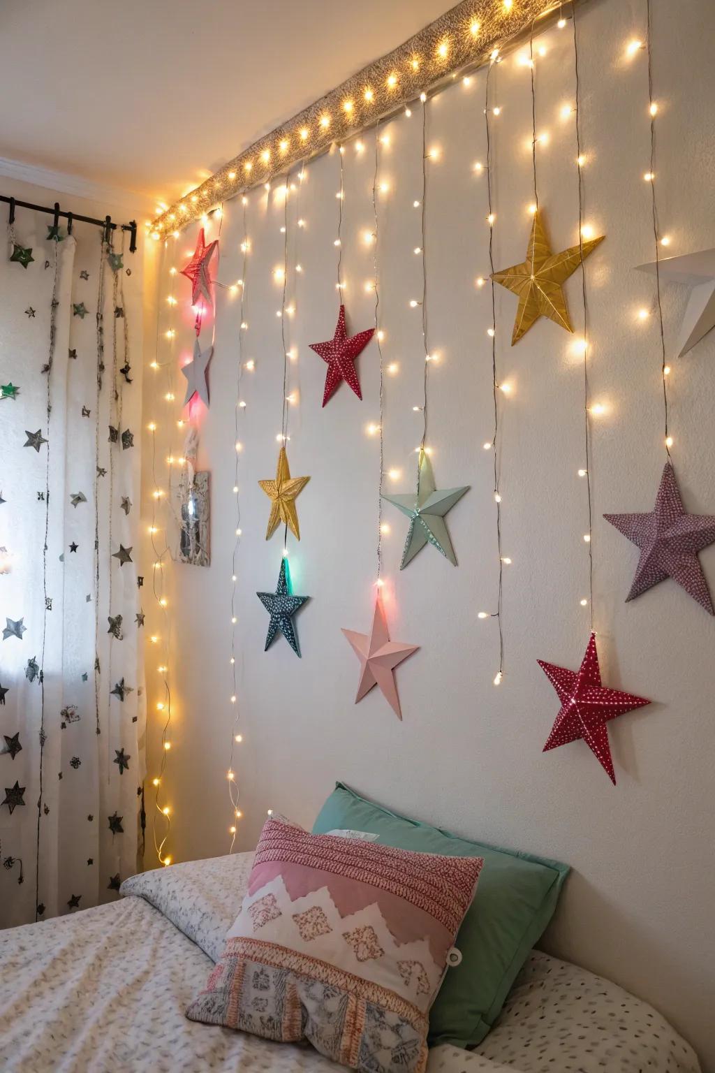 Star ornaments add a magical and celestial vibe.