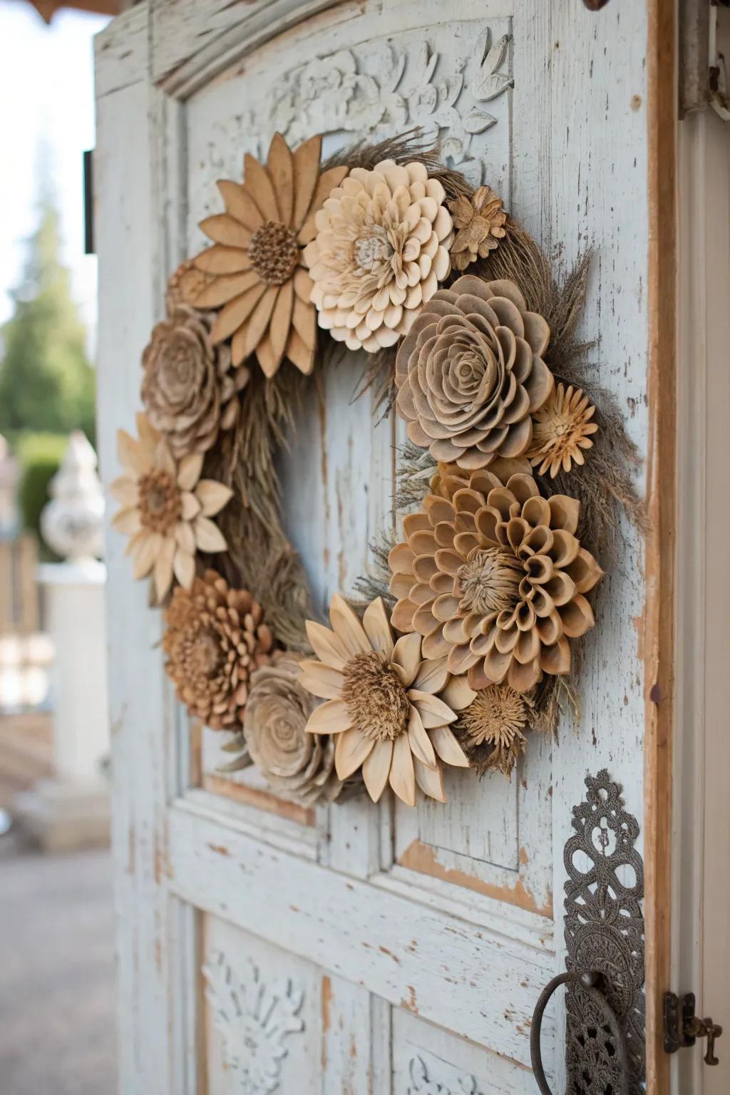 Lumber flowers provide a sustainable and exquisite arrangement alternative.