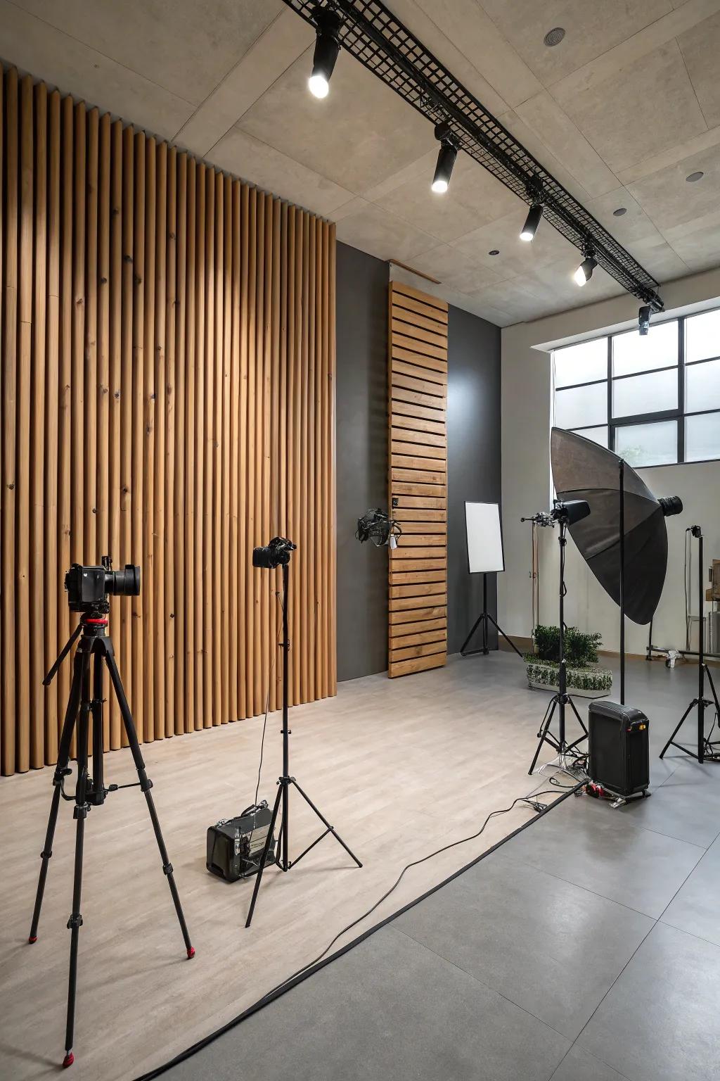 Wood batten walls provide a pristine, current aesthetic.