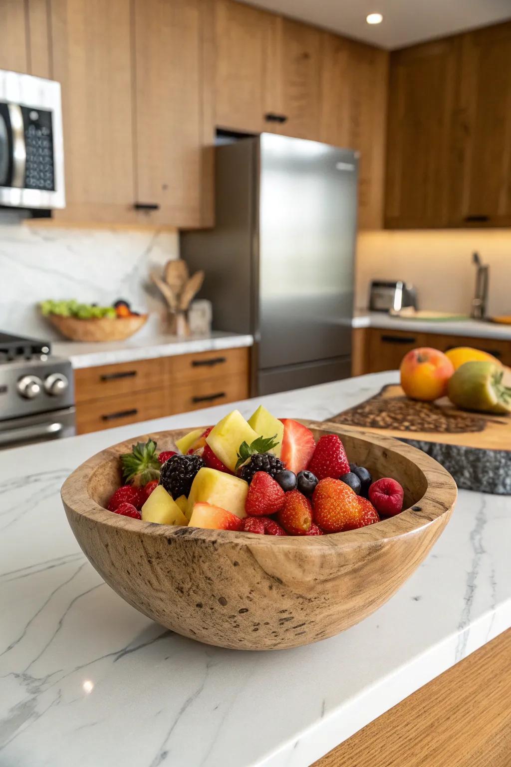 A timber bowl both practical and decorative.
