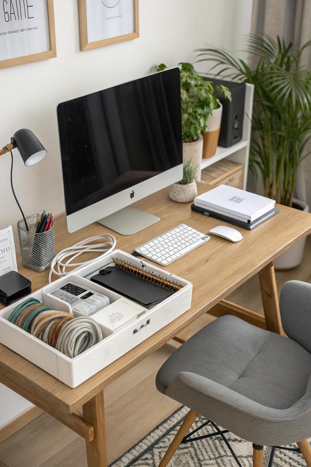 An organized workspace depends on proper wire management.