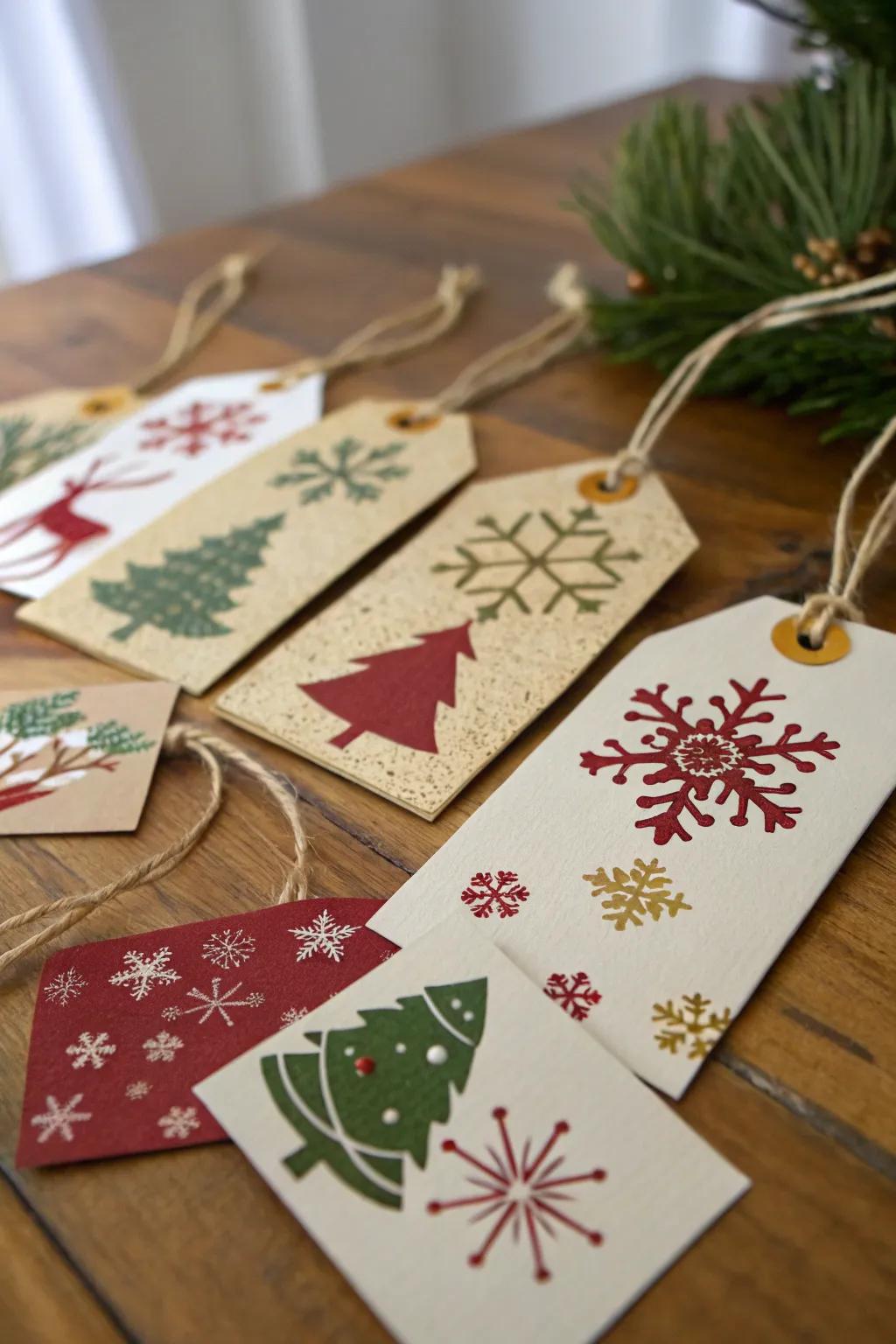 Creative handmade present tags adding a personal touch to presents.