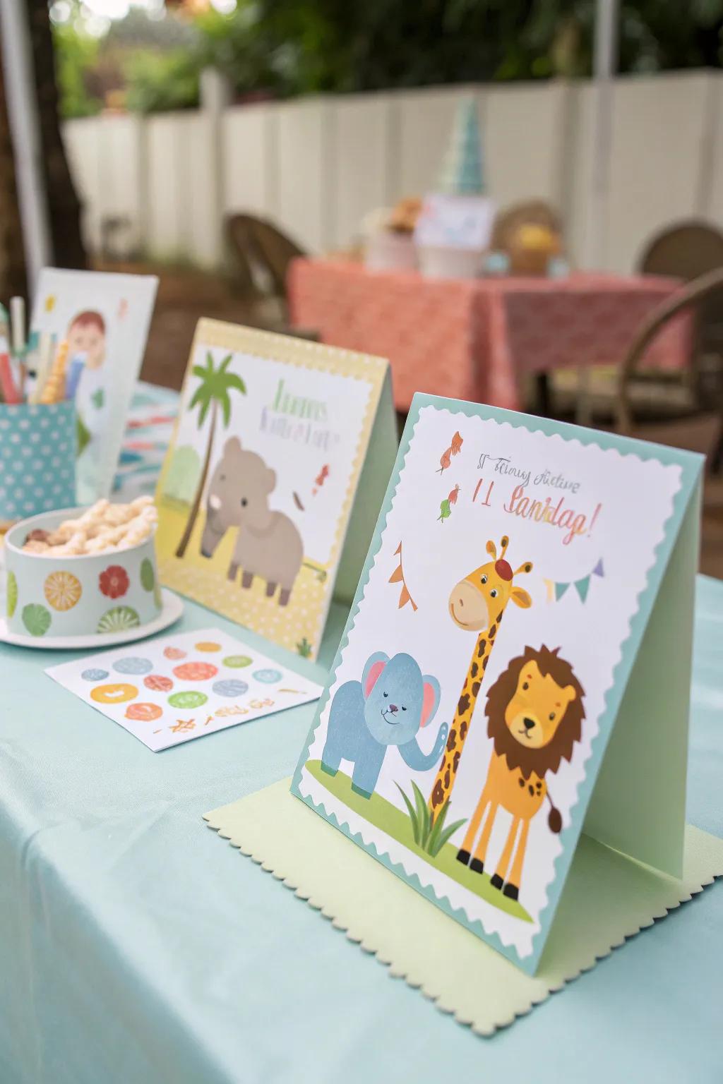 Themed invitations offer a delightful preview of your party’s festivities.