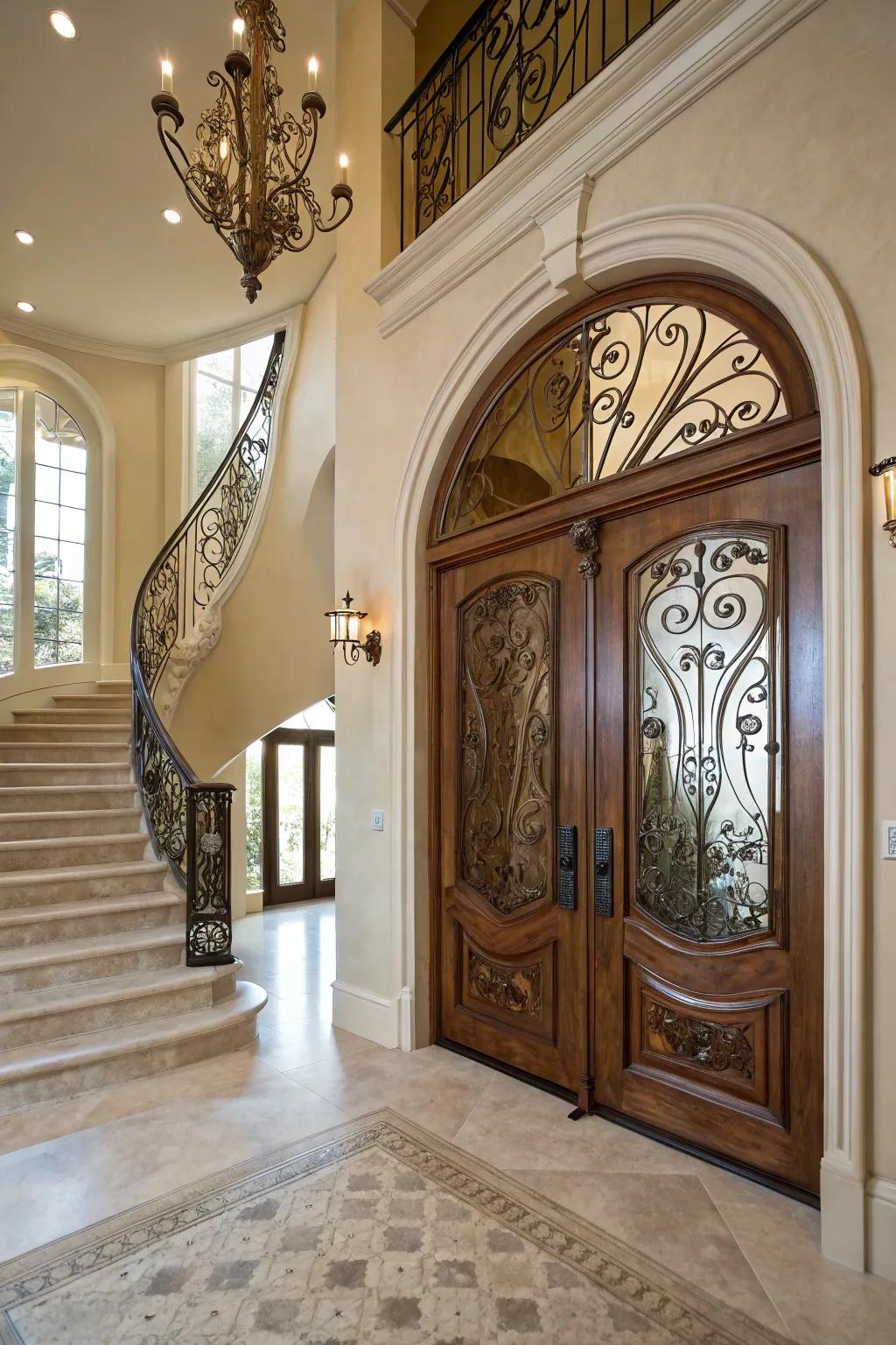 A bespoke entryway enhances the foyer's style and creates a lasting impression.