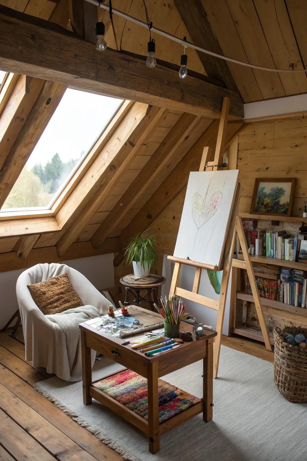 Turn your attic into an inspiring studio space for creative endeavors.