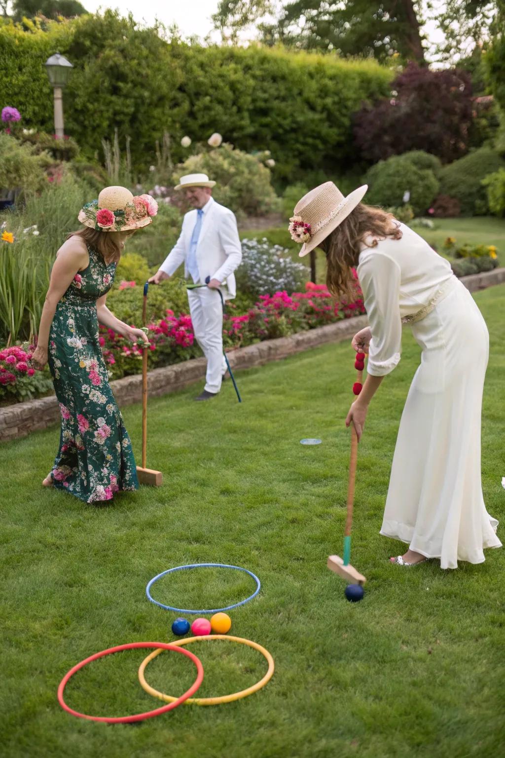 Attendees relish classic garden diversions within a lush environment.