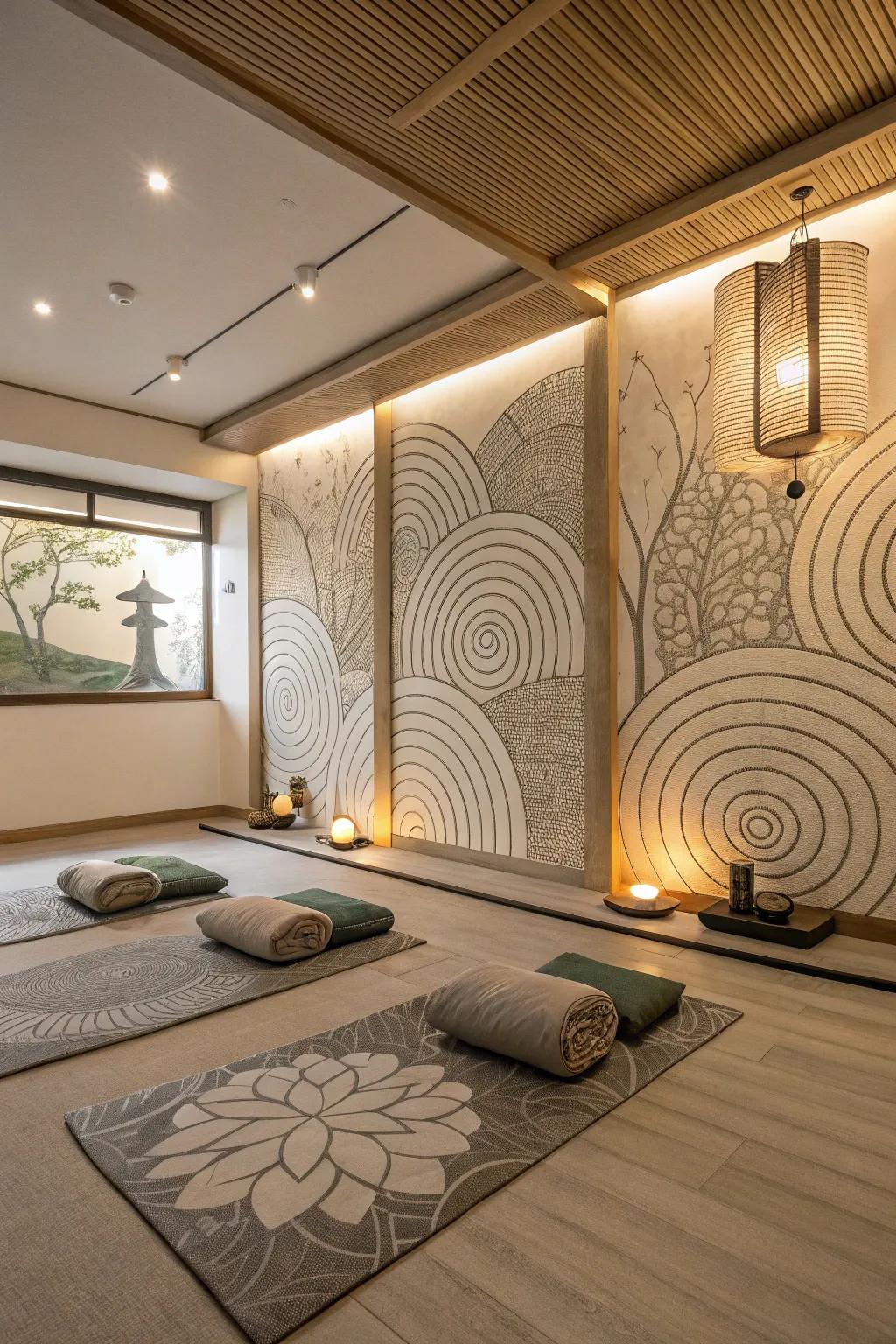 Zen-inspired patterns cultivate peace and tranquility.