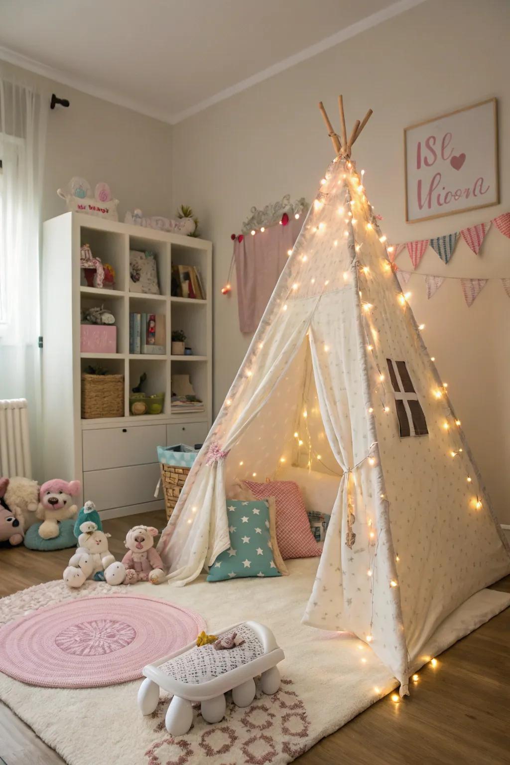 Transform bedtime into an escapade with a light-filled tent.