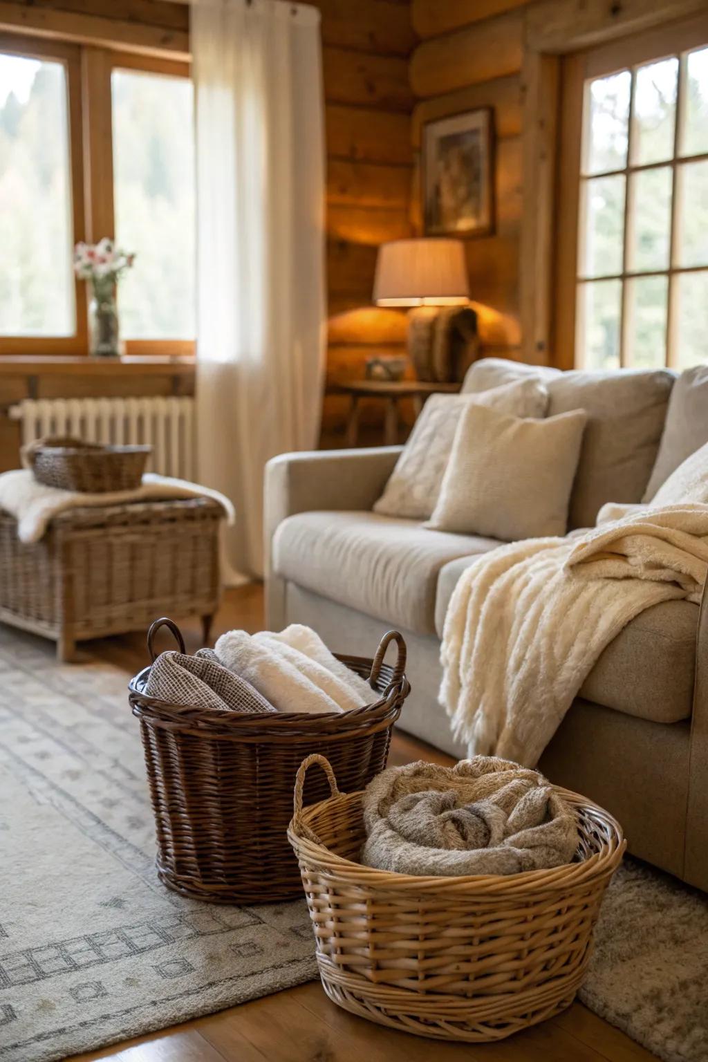 Functional and ornamental baskets for winter stowage