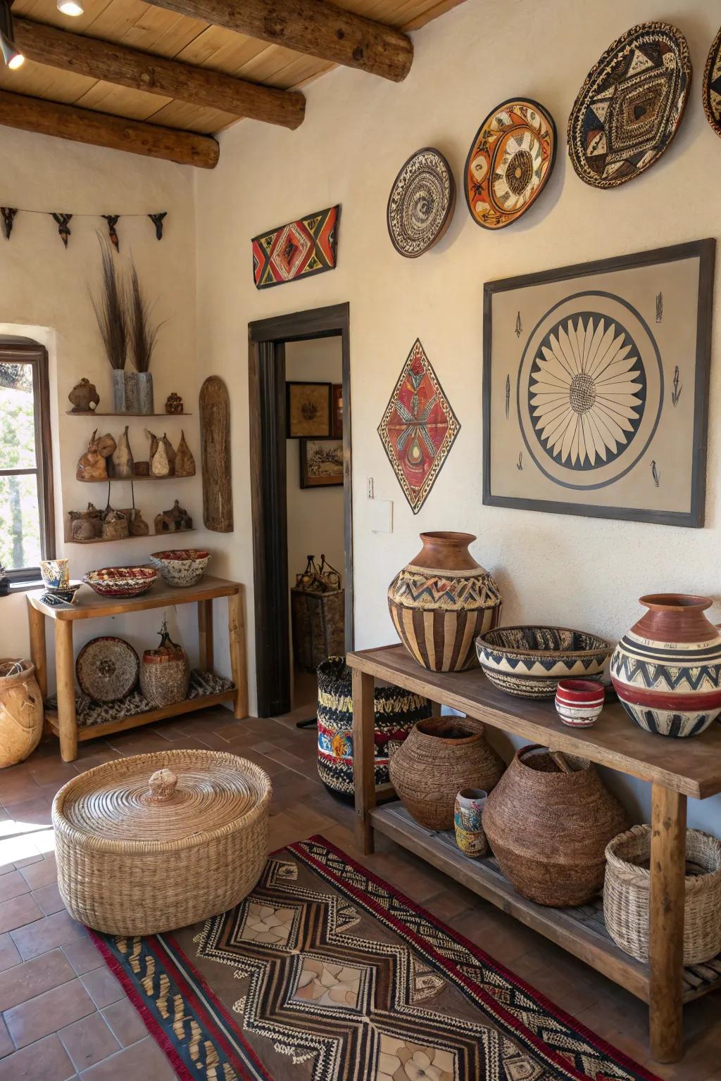 Native American design enriches the cultural ambiance of an Arizona room.