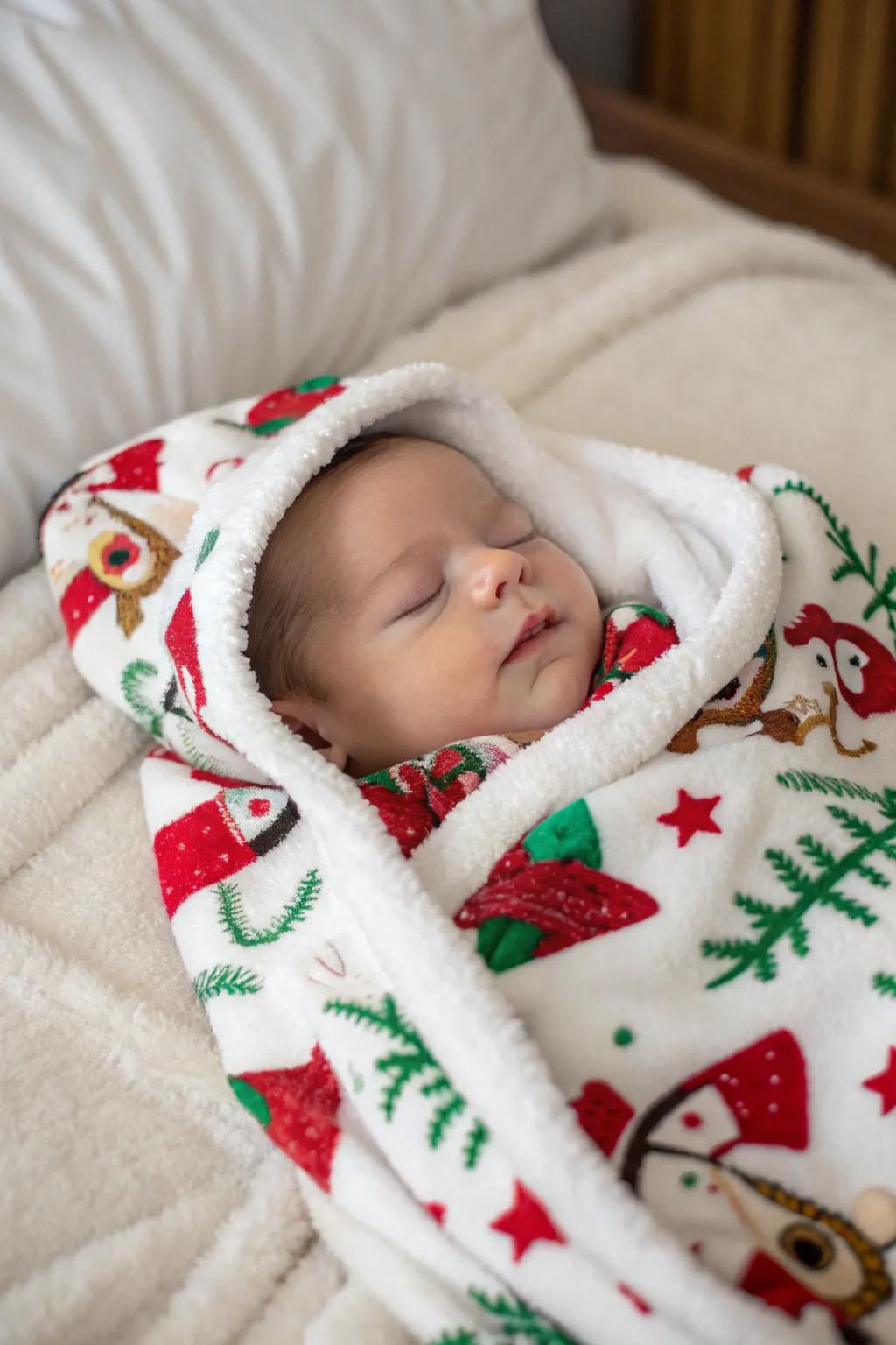Snug throw snuggles in a celebratory setting.