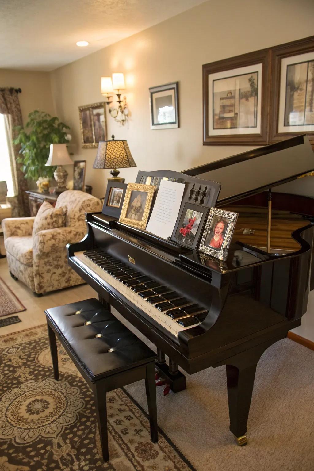 Personal accents help make the piano's area uniquely yours.