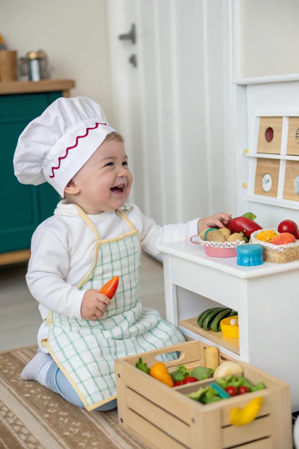 This mini chef is ready to whip up some Halloween treats.