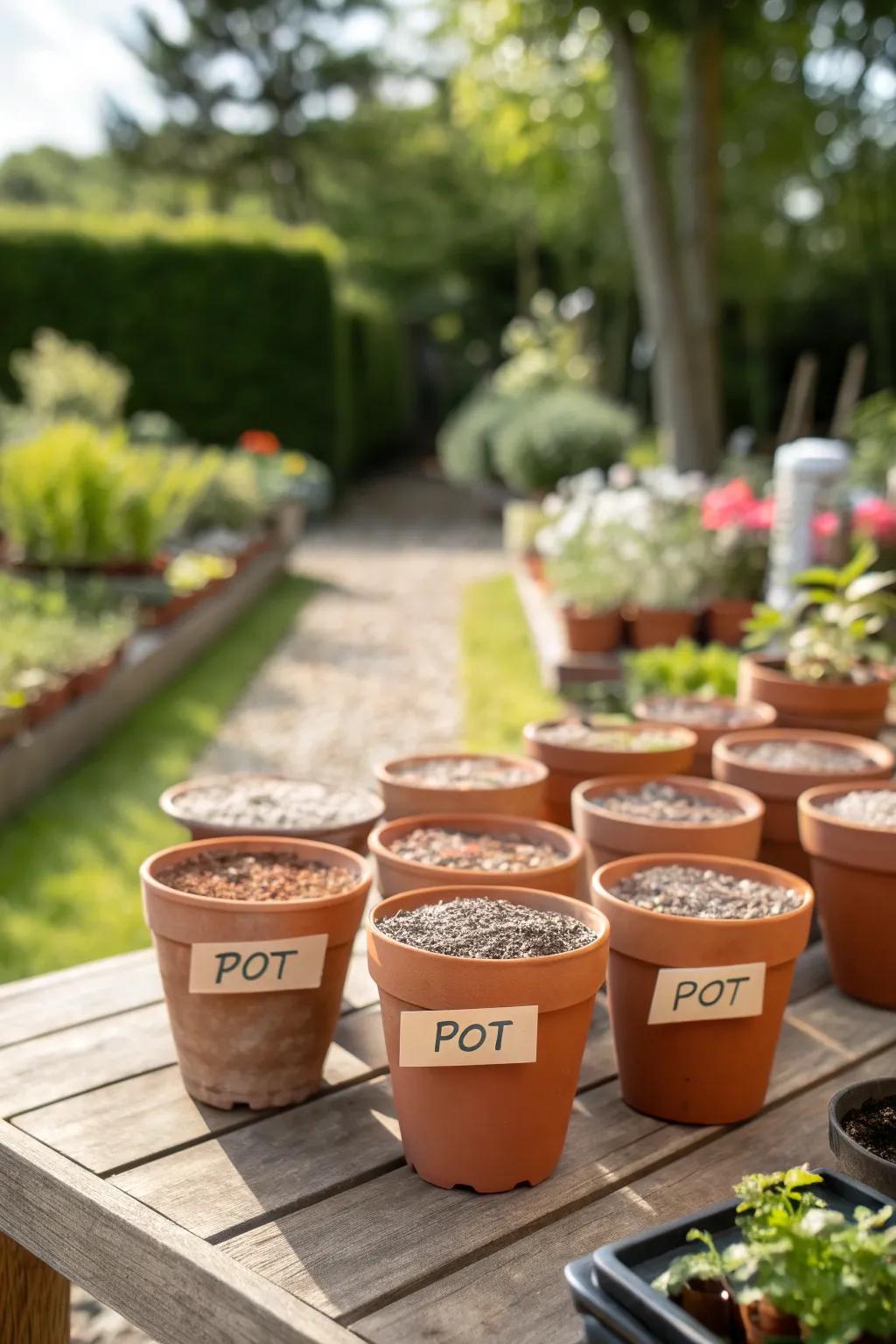 Terracotta containers symbolize development including innovative commencements.