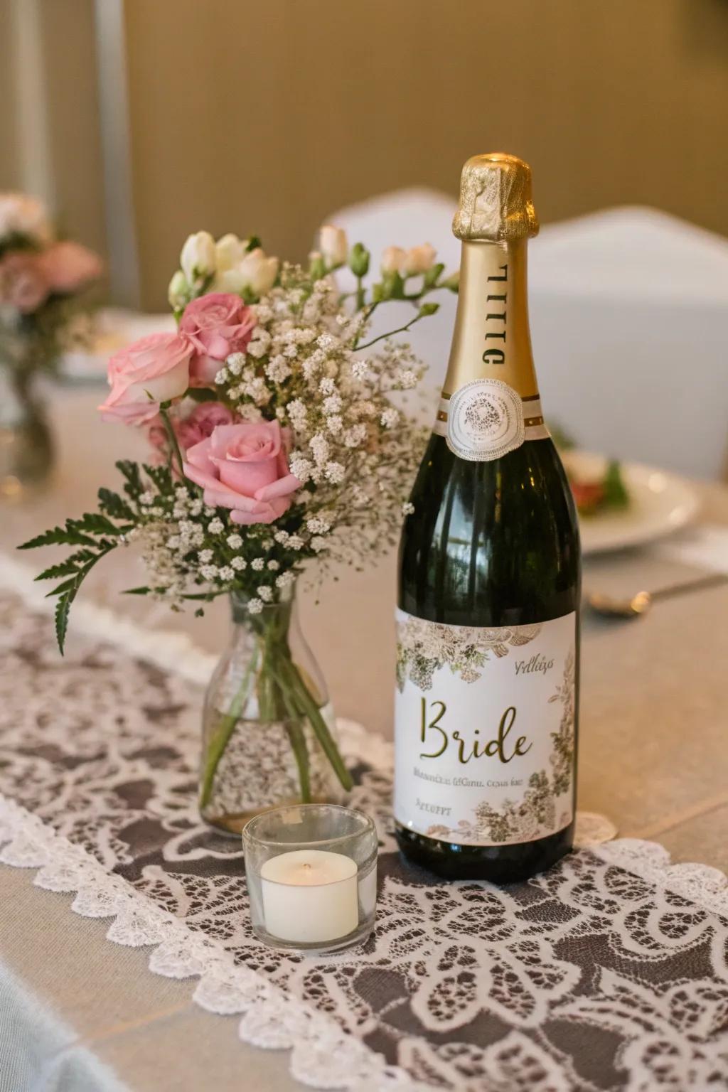 A custom champagne bottle that adds elegance.