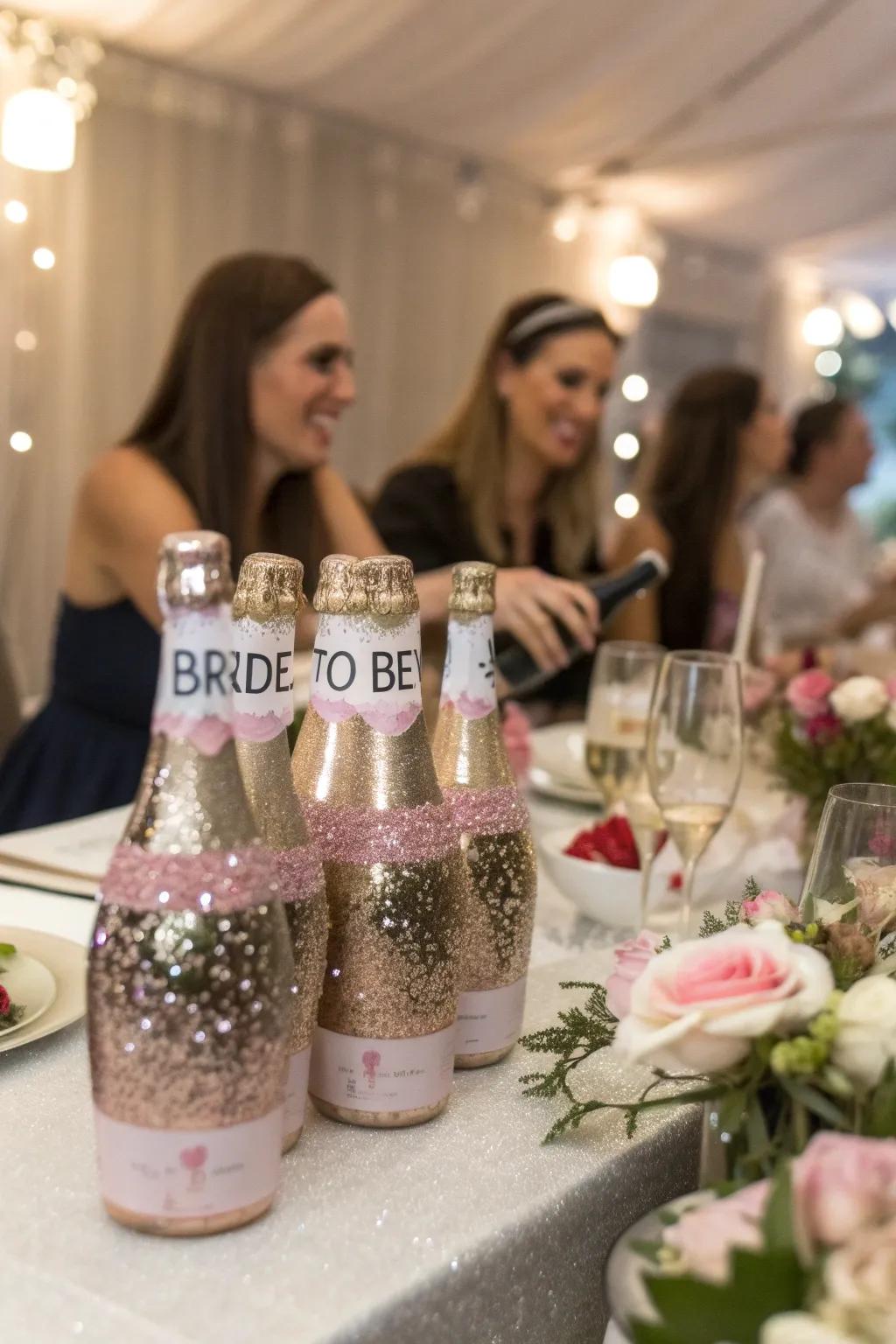 Personalized sparkling wine vessels add a distinctive element.
