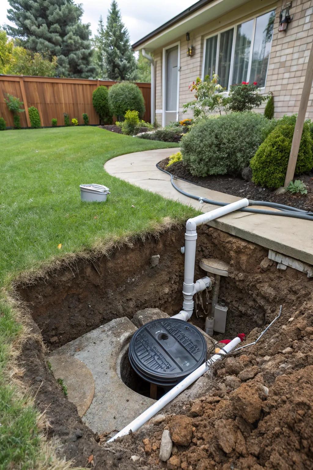 A groundwater evacuation system quietly managing excess water.