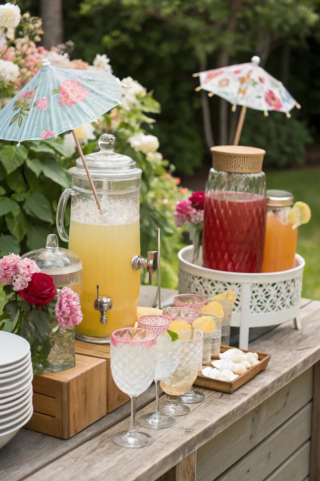 Themed beverage stations become interactive hubs for guests.