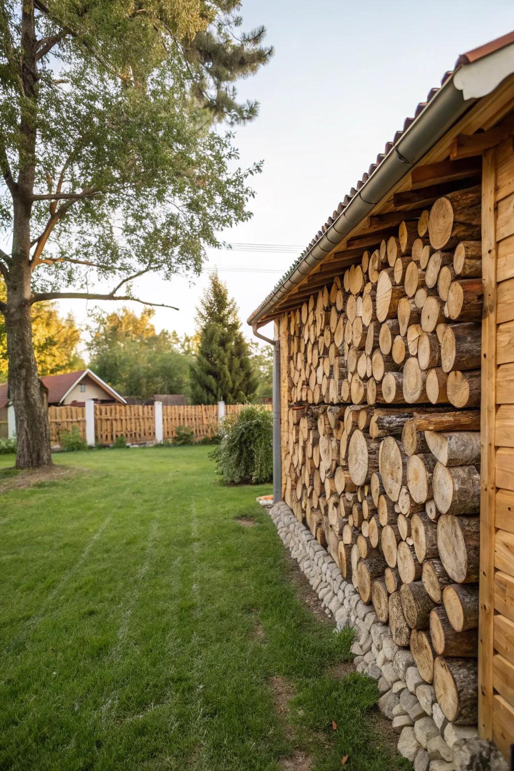 Log walls provide rustic charm.