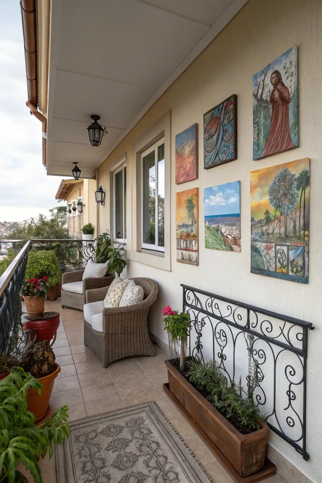 Artwork brings a personal and sophisticated touch to your balcony.