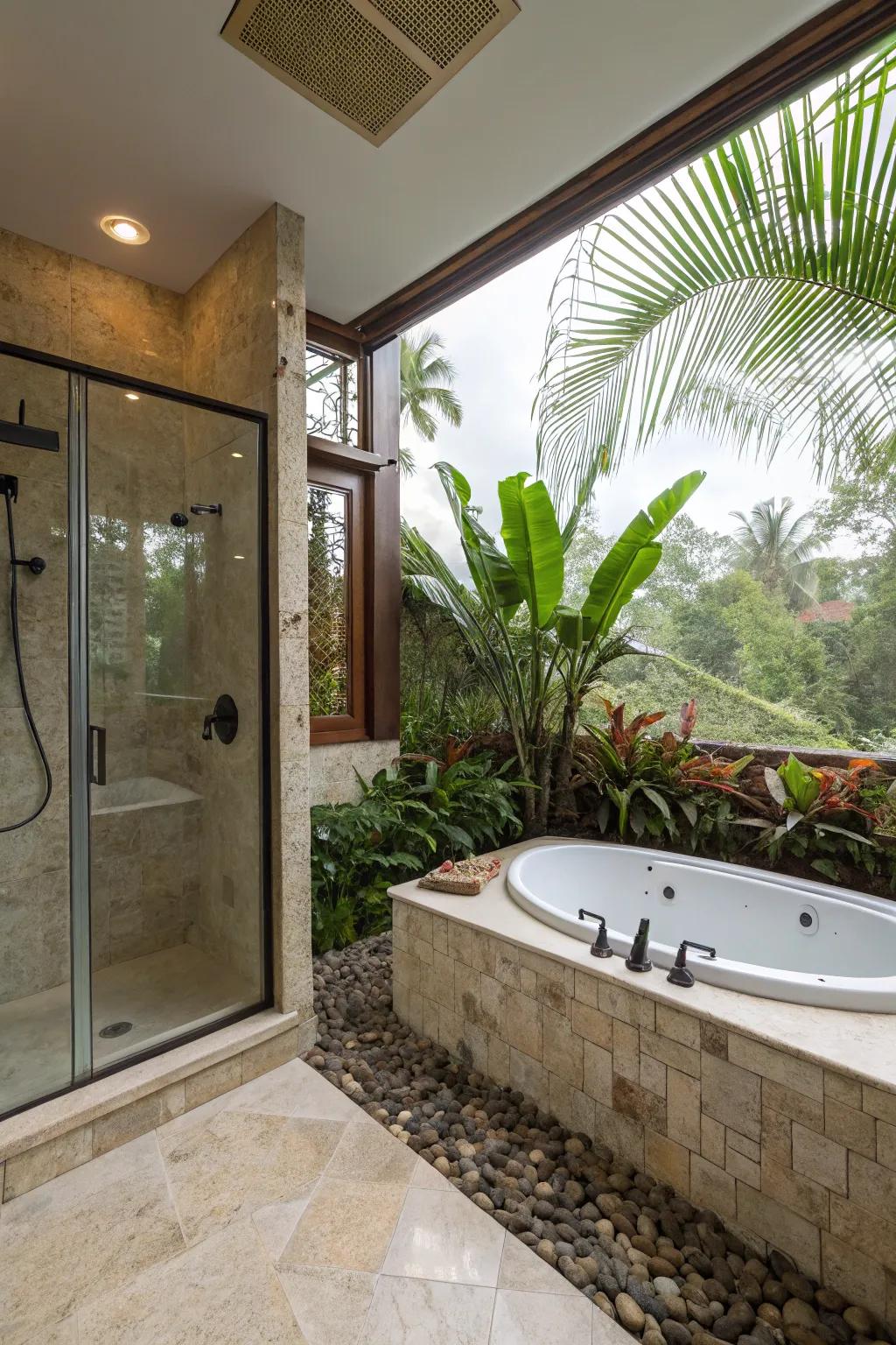 Luxurious features convert the bathroom into a spa getaway.