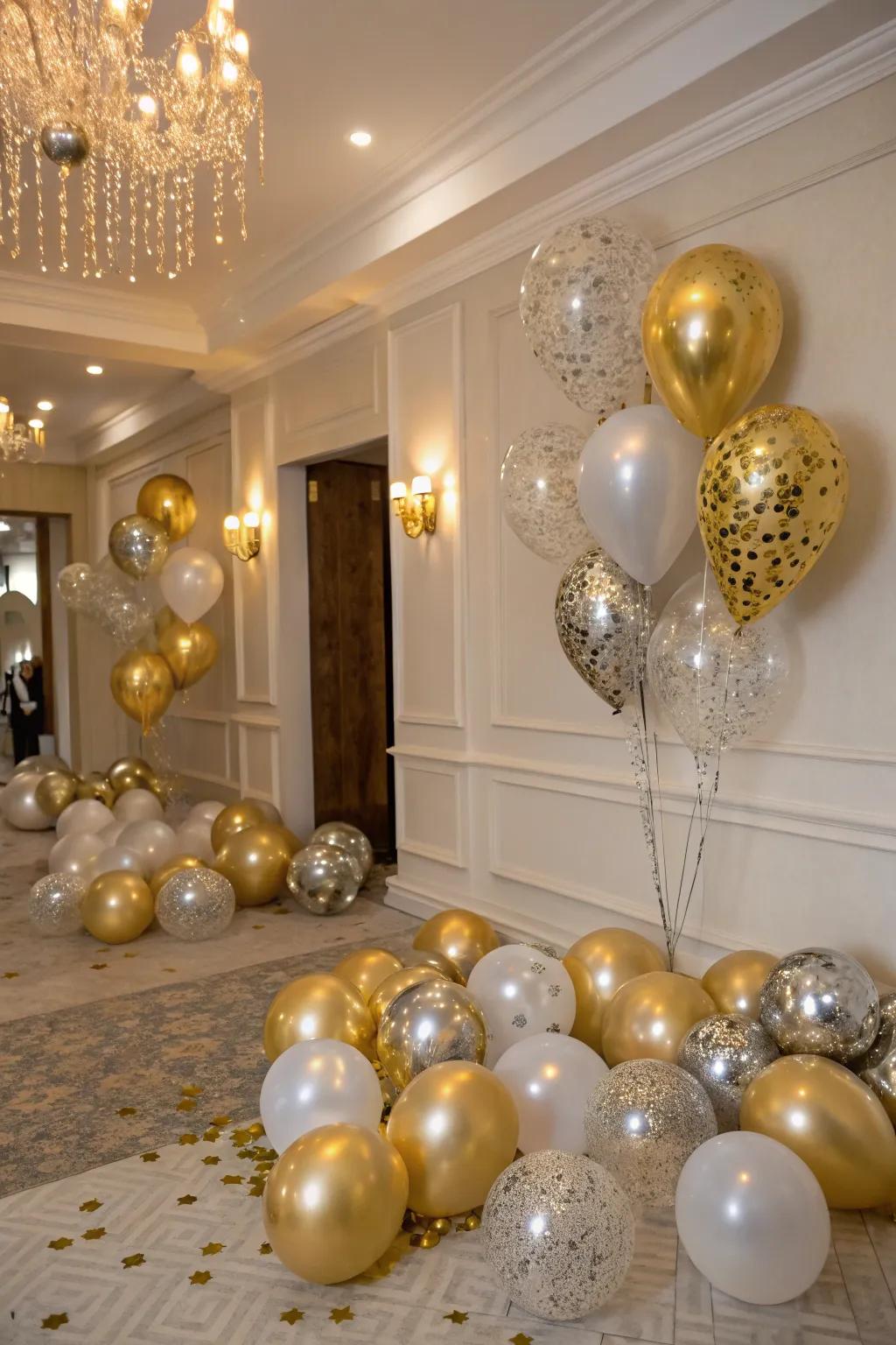 Metallic balloons bring a touch of glamour and refinement.