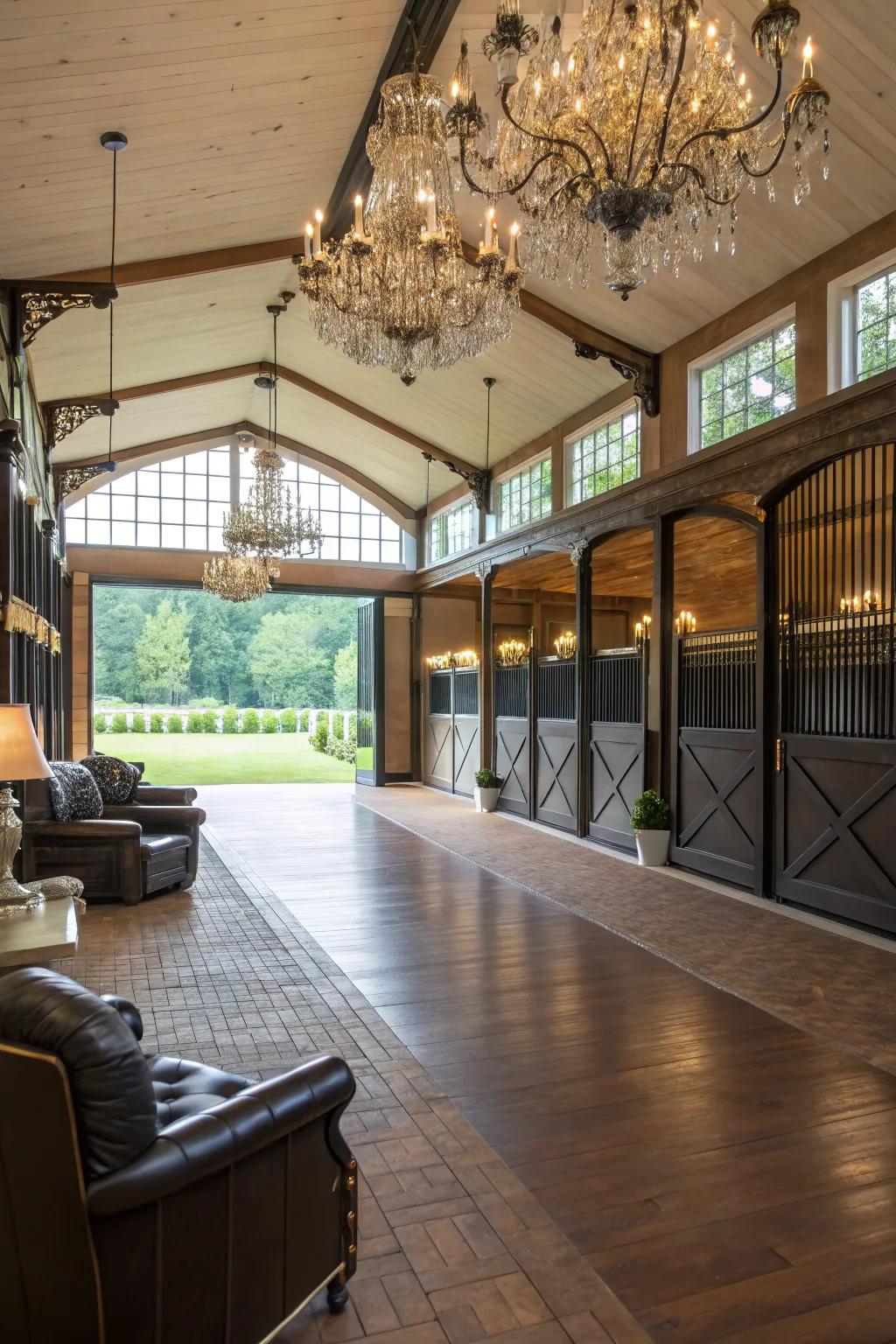 Equestrian barns can be both functional and luxurious.