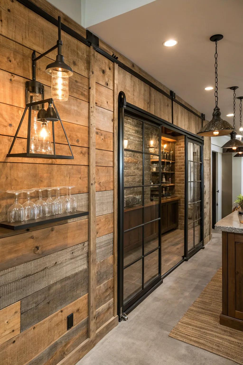 Unite rustic wood with sleek materials for a contemporary touch.