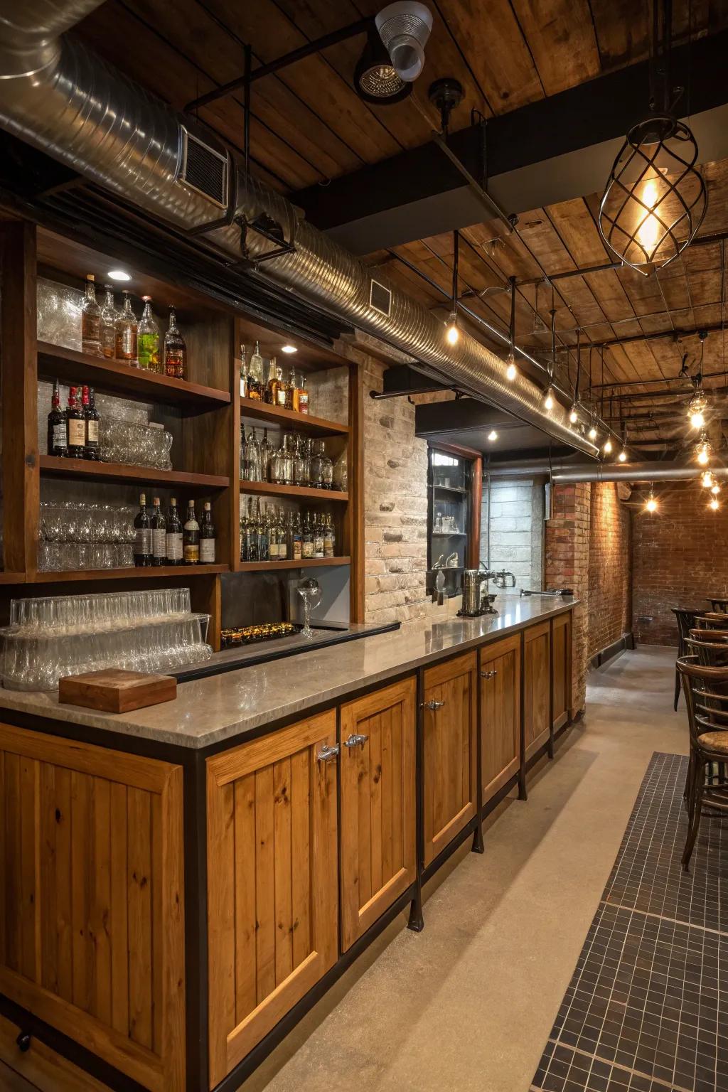 Mixed materials add texture and interest.