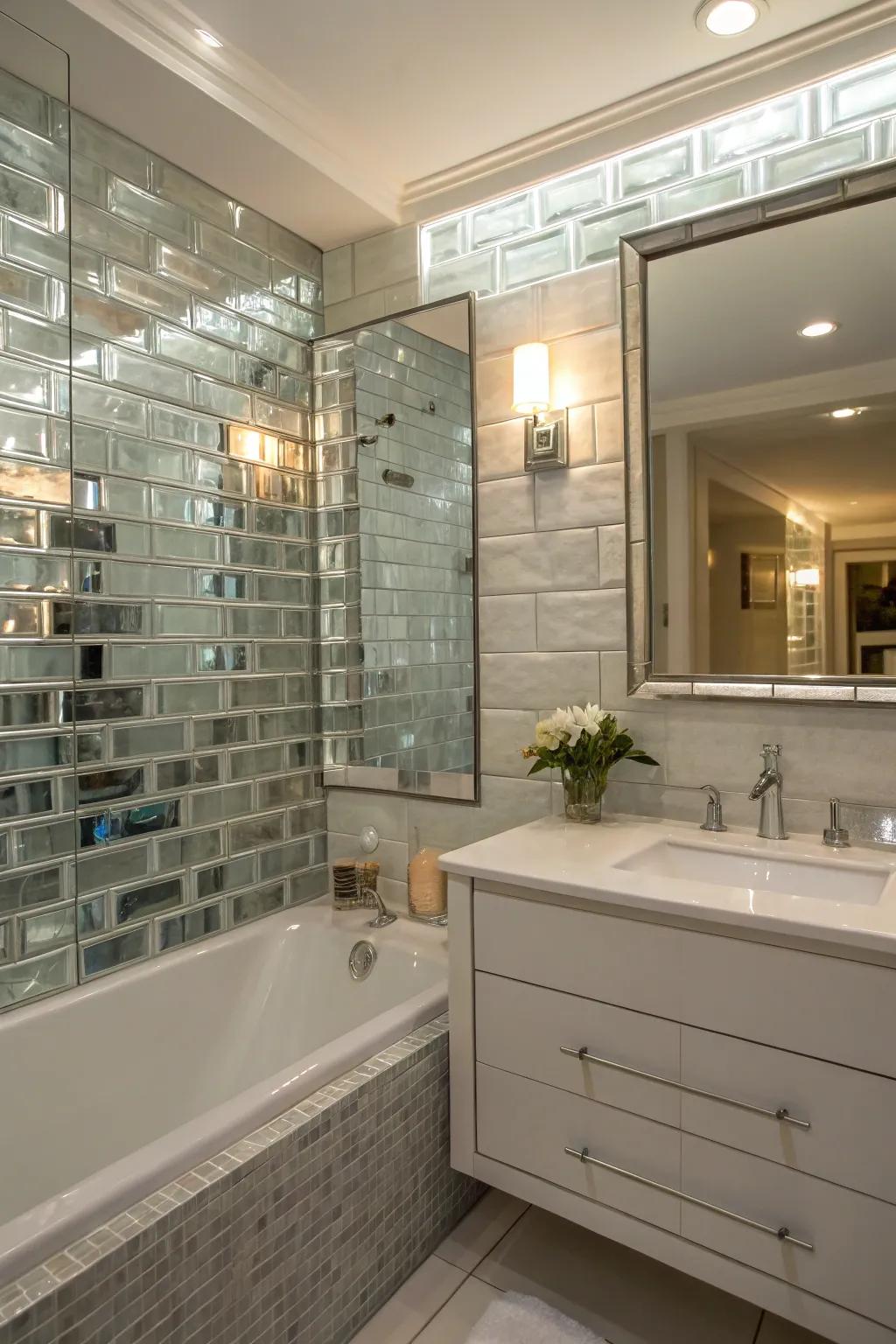 Glass tiles enhance light and contribute sophistication.