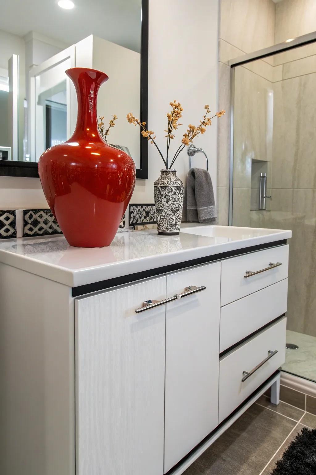 A defining item establishes the ambiance for your bathroom.