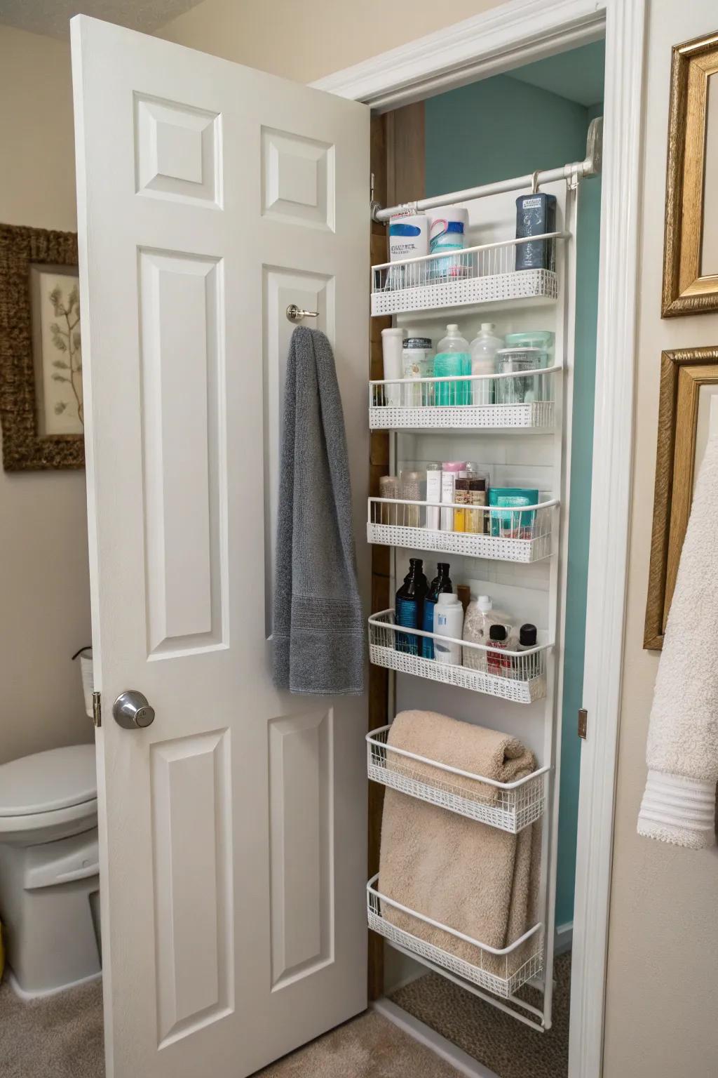 Hanging organizers maximize storage without using floor space.