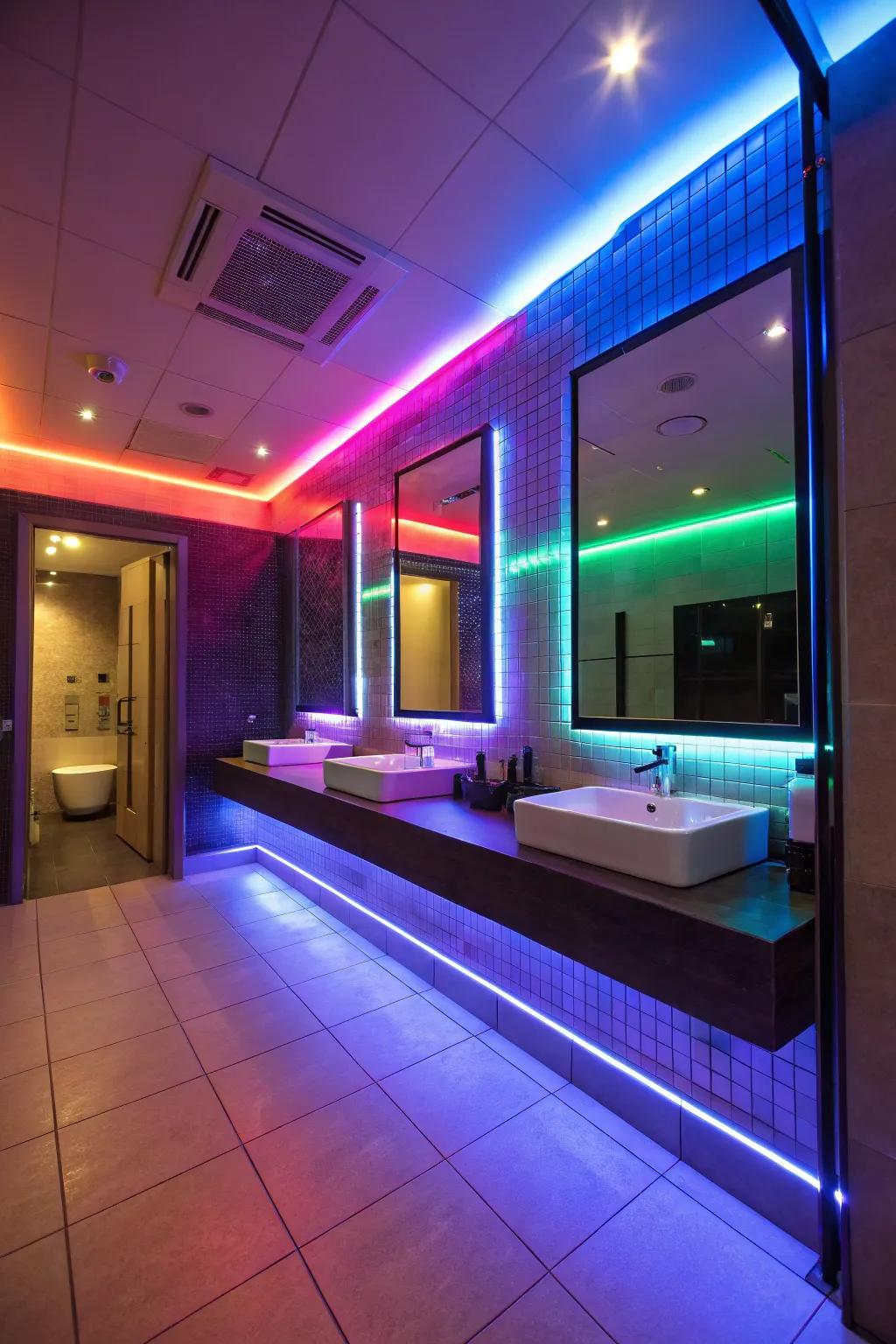 Dynamic lighting with color-changing LEDs.