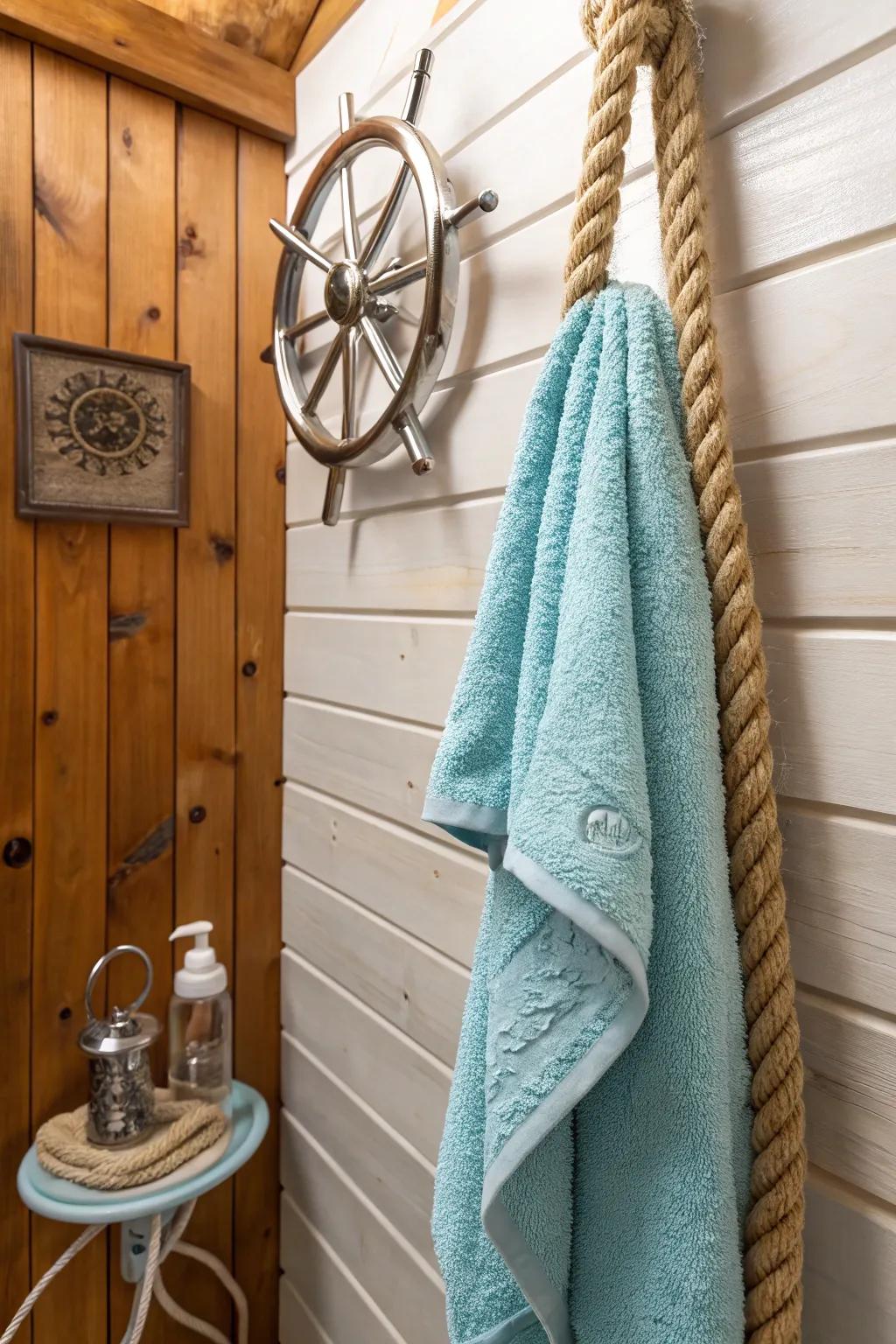 Introduce coastal charm using a cloth string coiling.