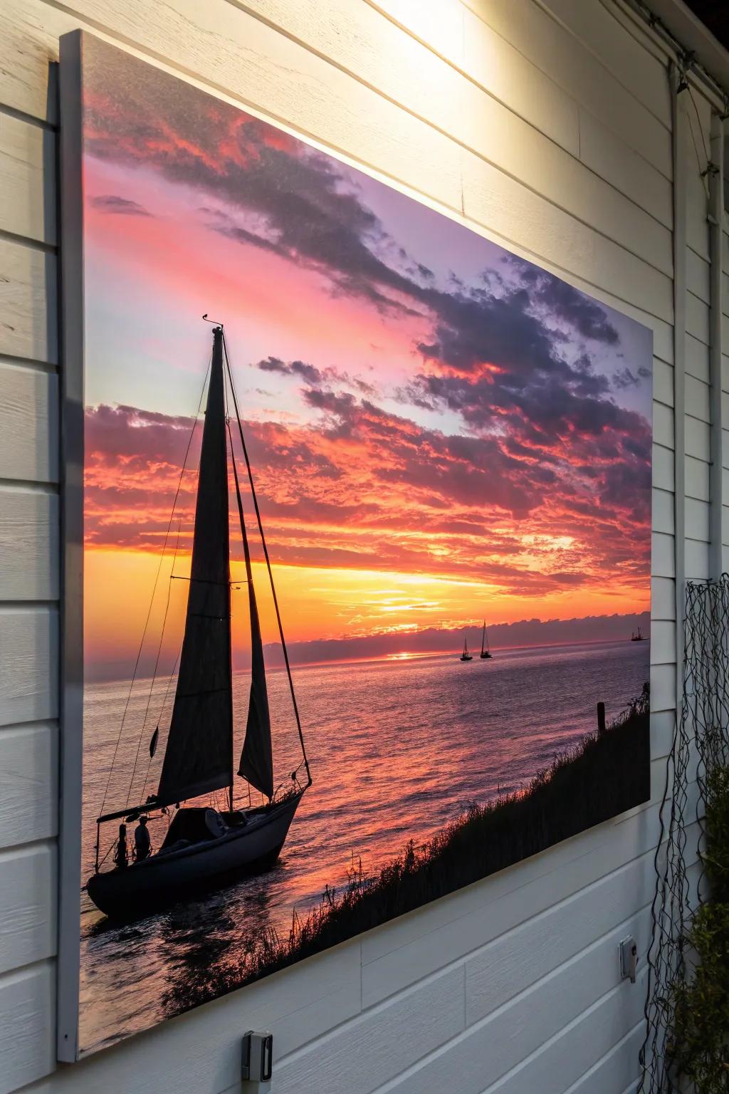 Sail away with a striking sailing vessel outline.
