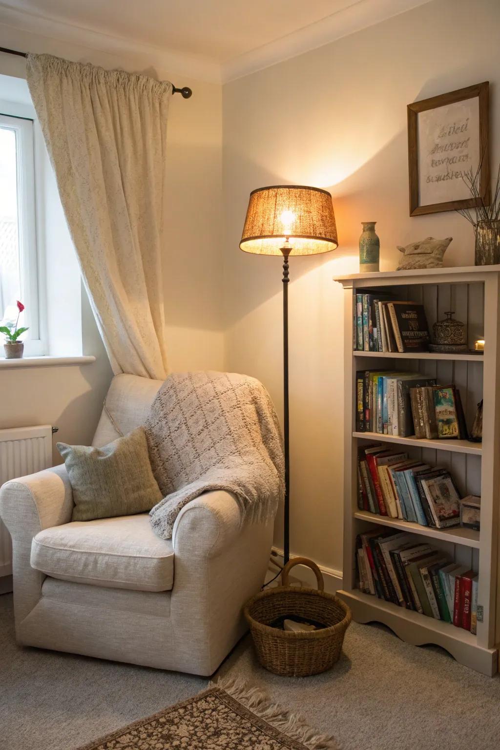 Reading spot illumination bringing comfort.