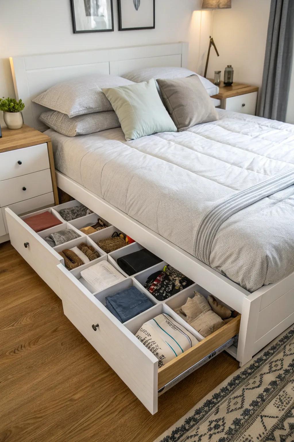 Bedrooms are kept tidy with under-bed storage options.