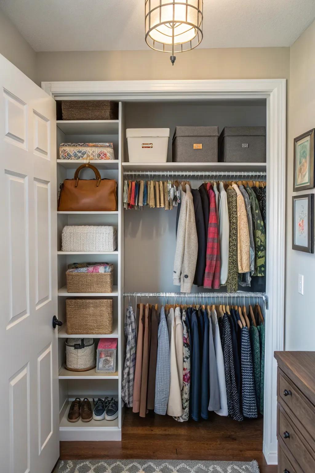 Overhead storage maximizes use of available space.