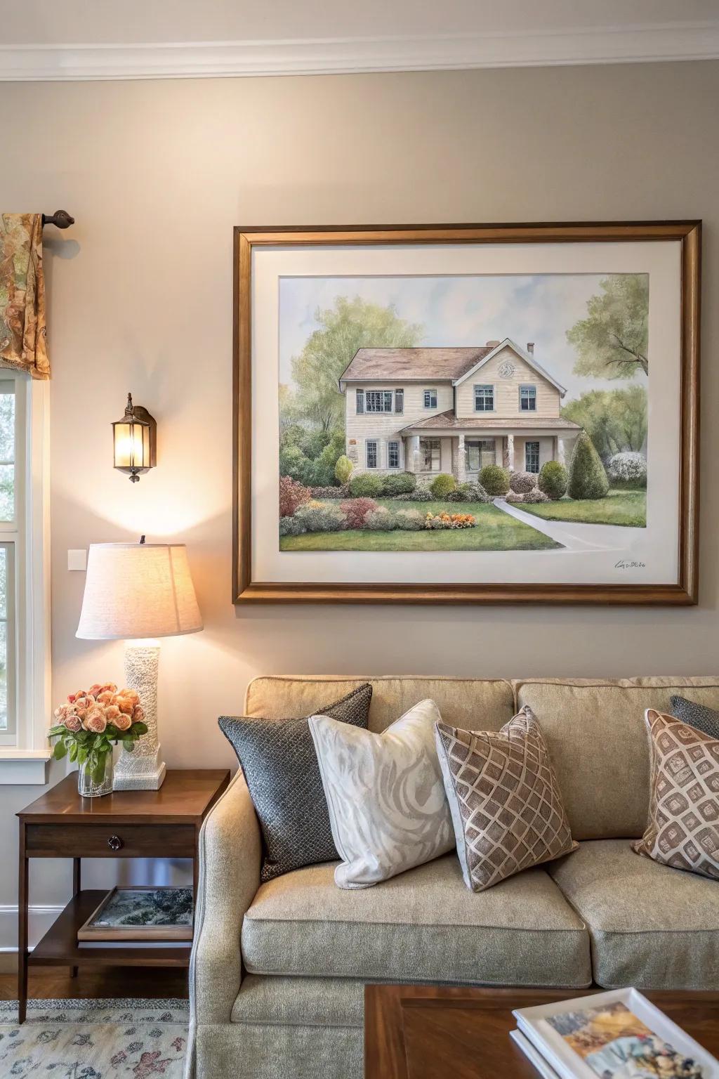 A bespoke residence portrait constitutes a meaningful and individualized present.