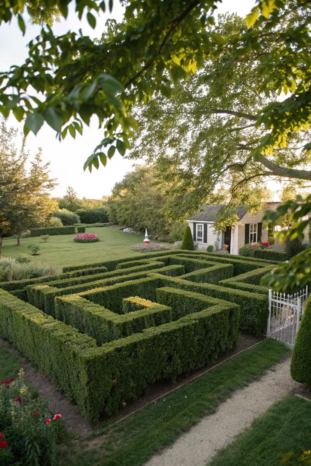 A hedge maze adds an engaging and mysterious element to your backyard.