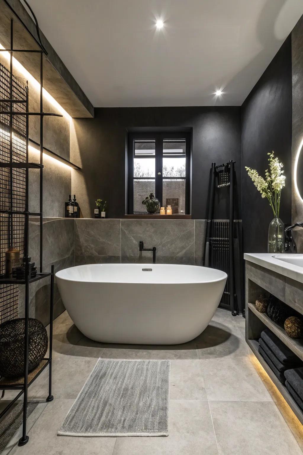 A bathroom featuring a separate soaking tub for a touch of luxury and elegance.